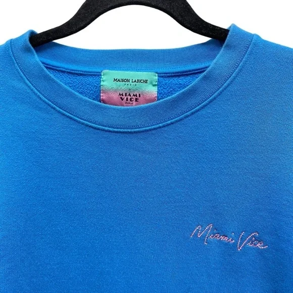 Maison Labiche Paris Charonne Crewneck Sweatshirt With Miami Vice Embroidery - Picture 2 of 8